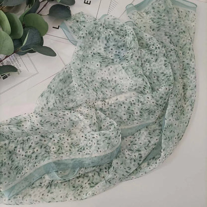 Small Flower Full of Stars Print Women Elegant Chiffon Georgette Bandana Scarf Summer Beach Sunscreen Thin Hijab Shawl