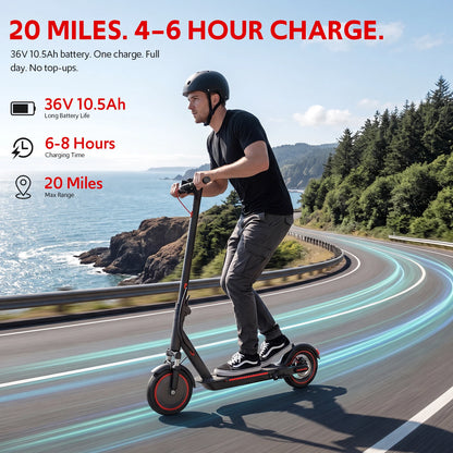 Electric Scooter Adults, Foldable E-Scooter with Front Suspension & Front/Rear Turn Signal Lights, 10" Large Honeycomb Solid Tires, 550W Motor, 36V 10.5AH Battery, Up to 20 Miles Range & 22 MPH