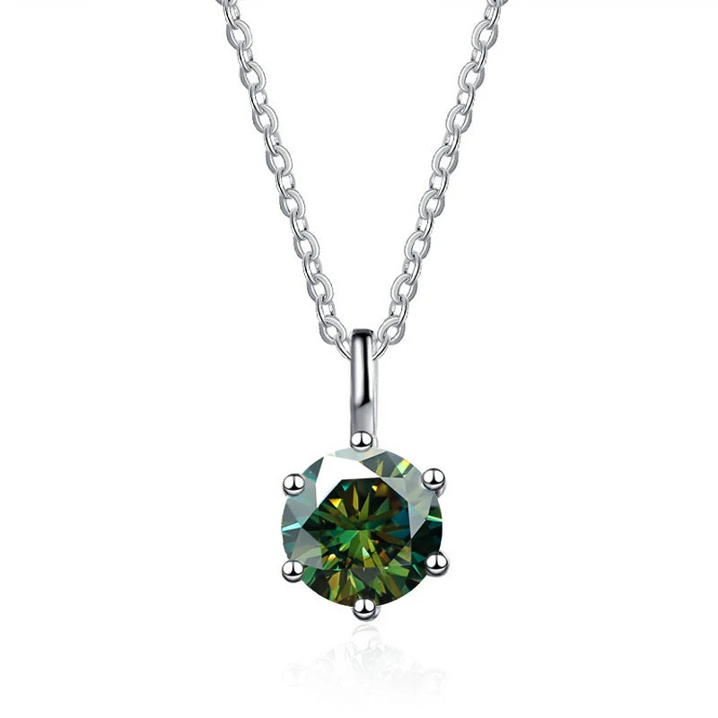 JOIAS HOME Silver S925 1ct D COLRO Moissanite Round Gemstone Pendant Necklace Simple and Elegant O-Chain Fashion Versatile