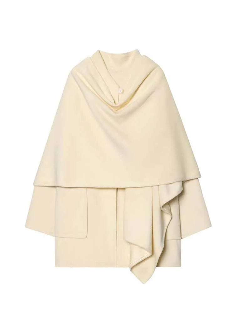 HH Woman Winter Trend Fashion Long Sleeves Blended Fabrics Layered Decoration Coat Female Casual Versatile Commuting Overcoat