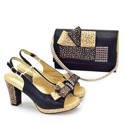 Women Shoes and Bags To Match Set Nigeria Party Luxury Italian Shoes and Bag Set for Women Peep Toe Sexy Wedding Party Sandals