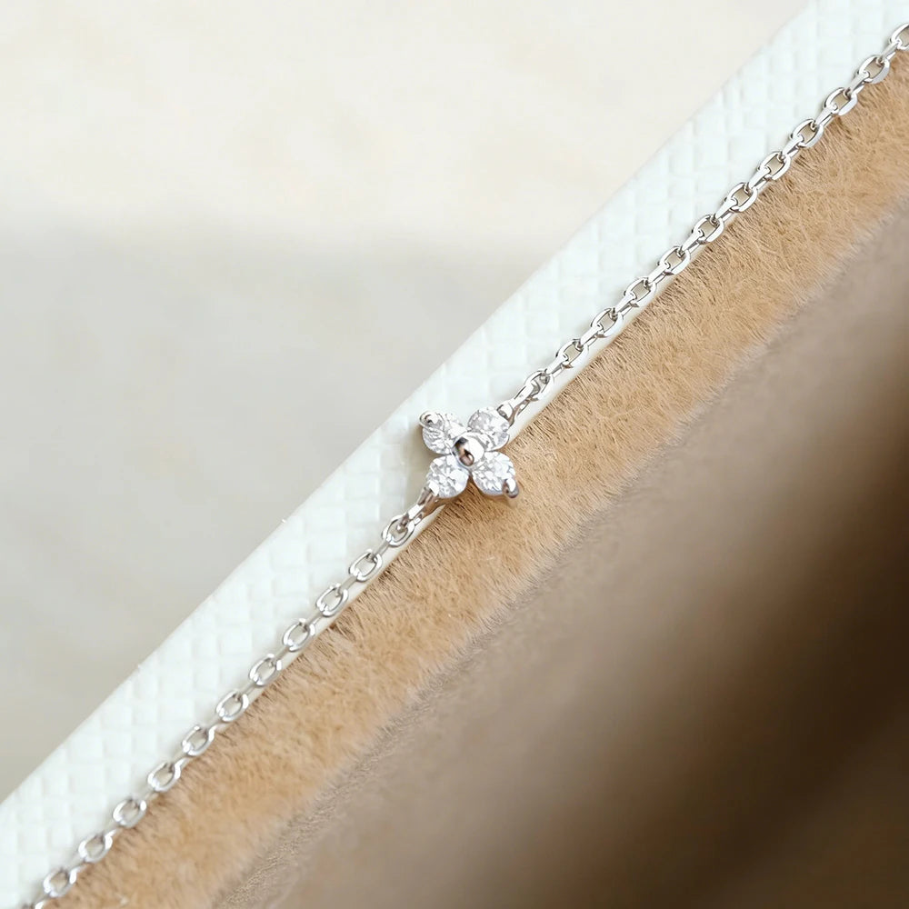 2mm Four-Leaf Clover Moissanite Necklaces for Women Lab Grown Diamond Certified 925 Sterling Silver Jewelry Party Birthday Gifts