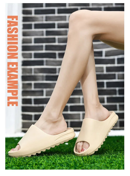 Summer Slippers Men Women Indoor EVA Soft Bottom Sandals Open Toe Trend Slides Beach Shoes Slippers Home Shoes Size 35-46