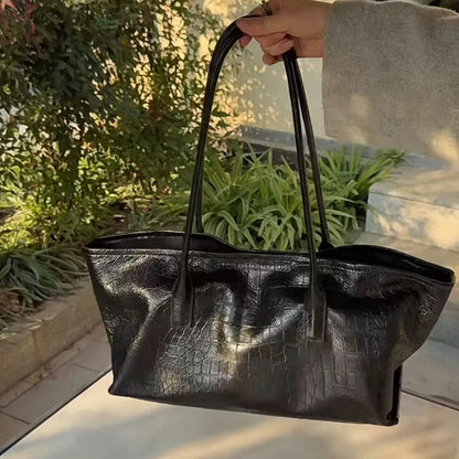 Luxury Vintage Crocodile-embossed Tote,women's Large-capacity Shoulder Handheld Bag,stylish Minimalist Casual Commuter Tote Bags