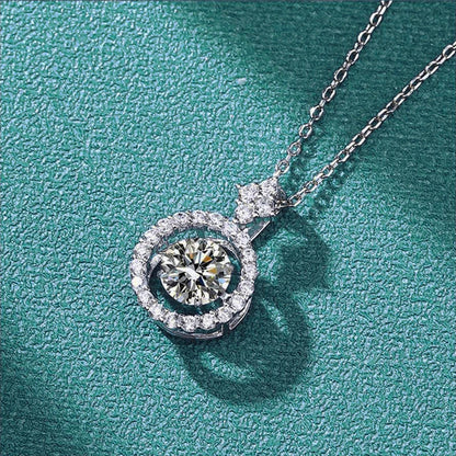 AETEEY 1CT D Color Real Moissanite Round Pendant Necklace For Women Lab Diamond S925 Sterling Silver Fine Jewelry Gift NE019