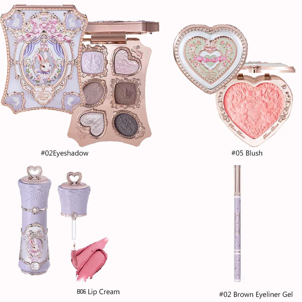 Flowerknows Gift Box Makeup Set Little Angel Full Box Lip Glaze Blusher Shell Jewelry Flower Know Birthday Gift Kit