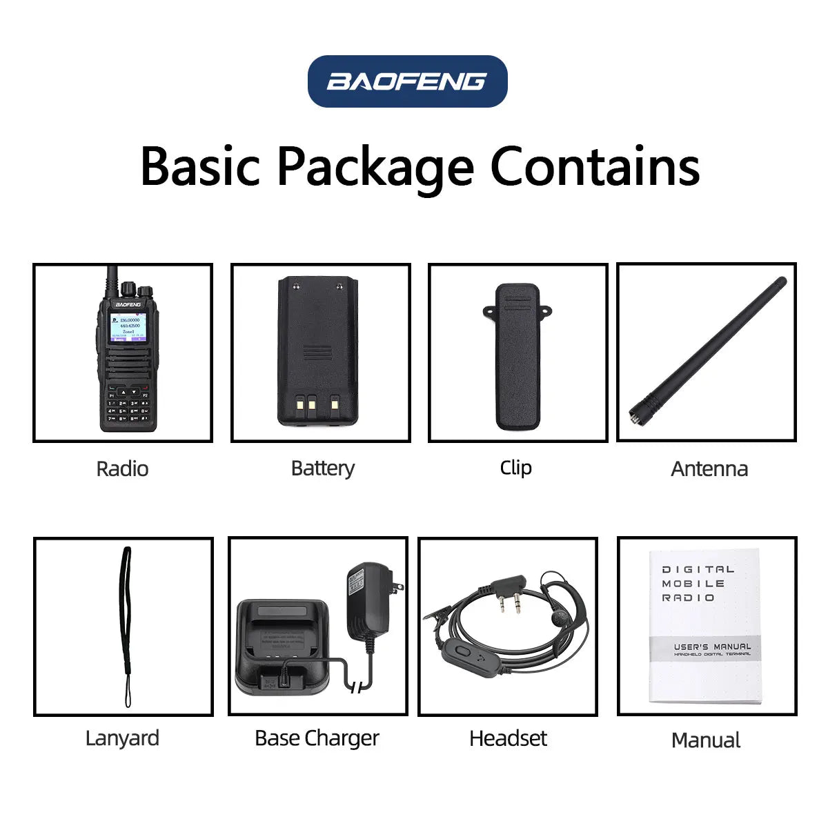 Baofeng DMR Mobile Radio Walkie Talkie Transceiver Analog & Digital DM 1701 Tier1+2 Dual Time Slot Open GD77 Dual Band Ham Radio
