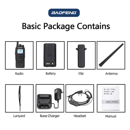 Baofeng DMR Mobile Radio Walkie Talkie Transceiver Analog & Digital DM 1701 Tier1+2 Dual Time Slot Open GD77 Dual Band Ham Radio
