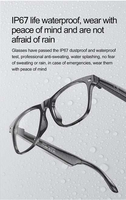 AI Smart Glasses for Men Smart Translation Glasses with Waterproof Call Function BT Smart Sunglas Outdoor Sports Headphones