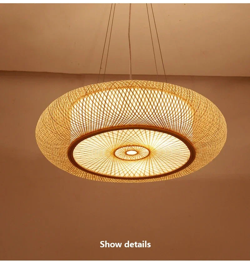 40/50/60/80cm Bamboo Pendant Lights Room Decor Chinese Style Hanging Light Bedroom Kitchen Restaurant Chandeliers Suspen Lamps
