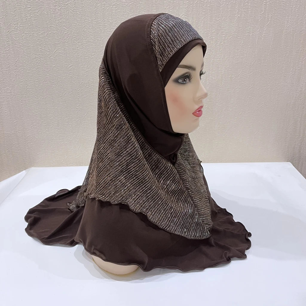 H076 Adults or big girls medium size 70*60cm pray hijab muslim hijab scarf islamic headscarf hat amira pull on headwrap