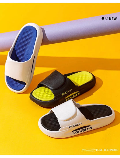 2025 New Men's Summer Slides - Trendy Outdoor/Indoor Slippers Non-Slip & Odor-Resistant Couple Matching Sandals for Home/Beach