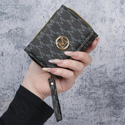 New style women's wallet, short, European and American PU high-end coin purse, printed, multi-card slots, small wallet, money cl