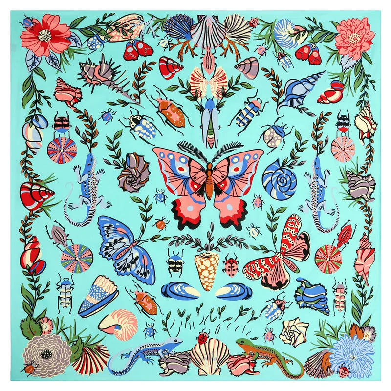 130CM Silk Scarf Women Horse Head Print Stoles Square Scarves Wraps Large Bandana Kerchief Hijabs Female Silk Foulards Sjaal