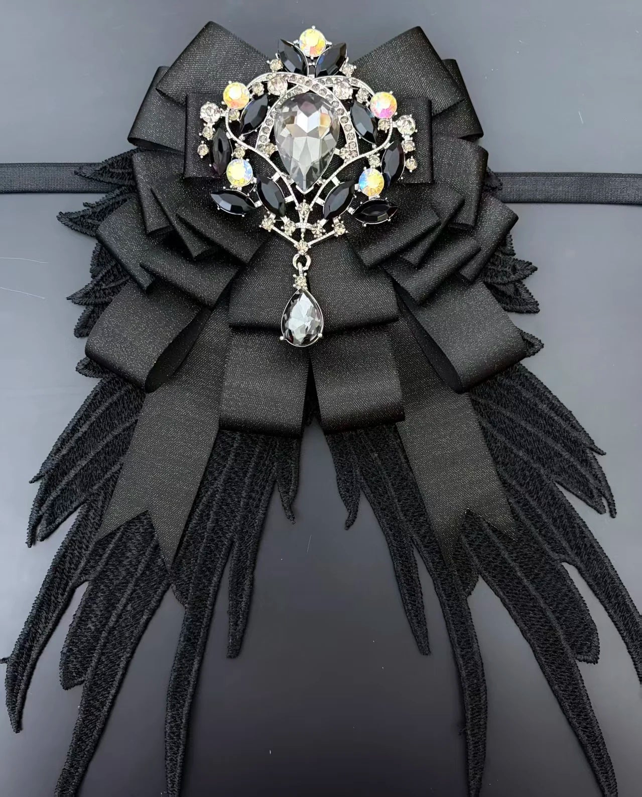 Luxury Rhinestone Mesh Wing Bow Brooch  Elegant Banquets Dress and Wedding Shirts Lapel Flower Bow Tie  Unisex Gift Accessory