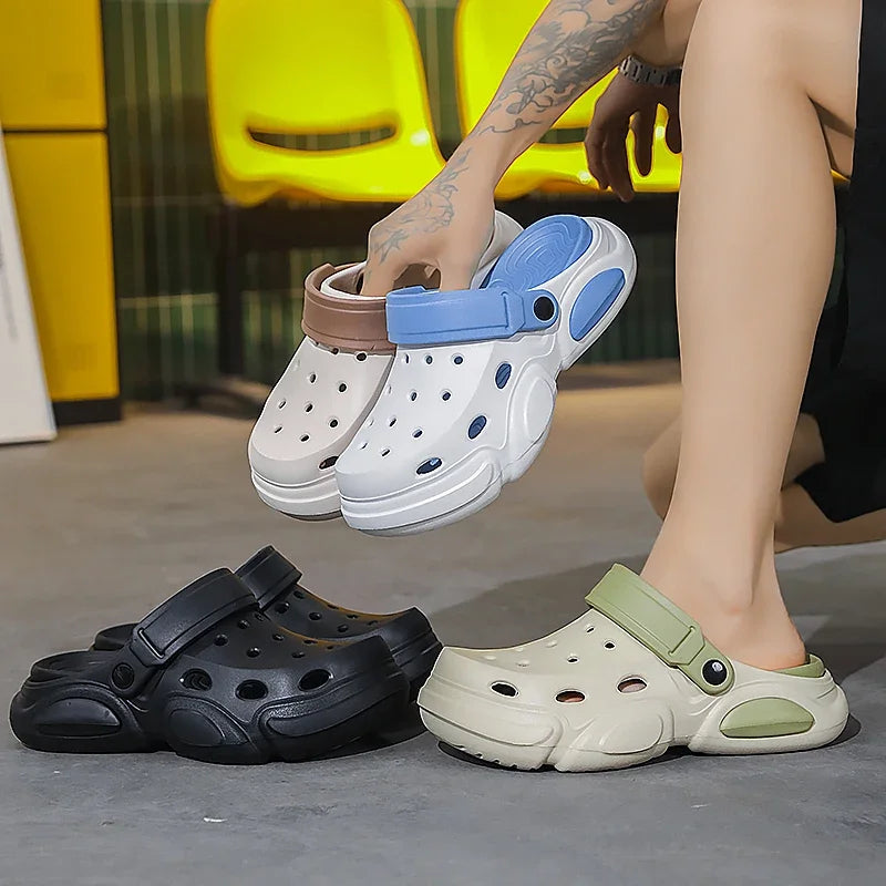 2026Summer Men's Slippers Outdoor Sandals Beach Comfortable EVA Soft Slides Clogs Casual Garden Shoes Men Indoor Home Slippers