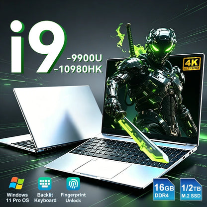 2026 Intel Core I9 10980HK 9900U Laptop Windows 11 Pro 16GB RAM 1TB 2TB SSD Portable Gaming Laptops Computer 15.6" Notebook PC