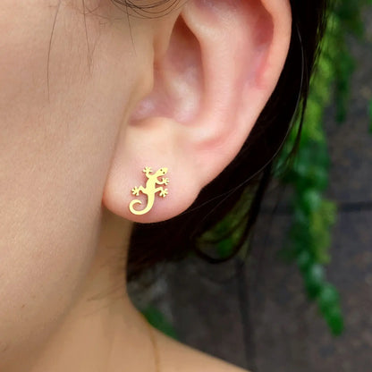 Minimalist Stainless Steel Earings Mini Heart Star Geometric Stud Earrings For Women Cute Cat Dog Flower Leaf Earrings Jewelry
