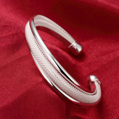 Trendy 925 Sterling Silver Big Bangles Bracelet Cute Charms for Women Lady Fashion Jewelry Adjustment Cuff Wedding Luxury