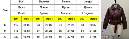 Vintage Women's Leather Jacket Stand Collar Pocket Short Coat Retro Waistband Zipper Outwears 2025 New Autumn Winter Lad Jackets