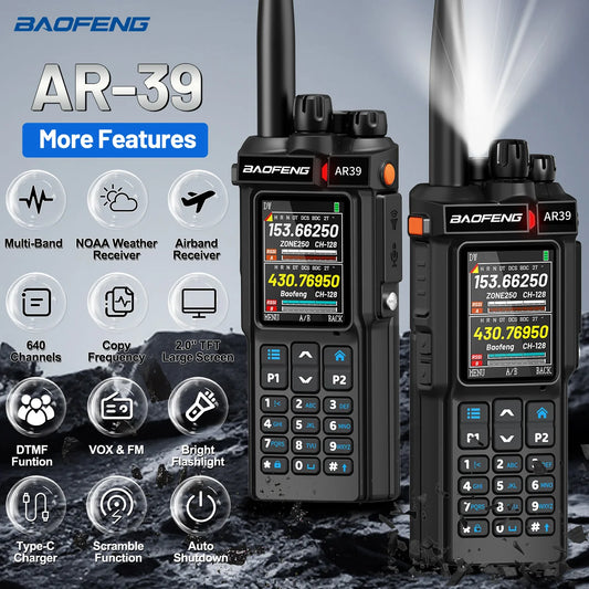 BAOFENG AR-39 Walkie Talkie Multi Band Long Range 7 Color Font Options Wireless Copy Frequency Large Screen Newest Baofeng Radio