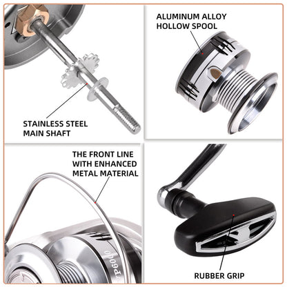 Spinning Fishing Reel Max Drag 15Kg Gear Ratio 5.2:1 Carp VP1000-6000 Aluminium Spool Spinning Saltwater Wheel Pesca Reels