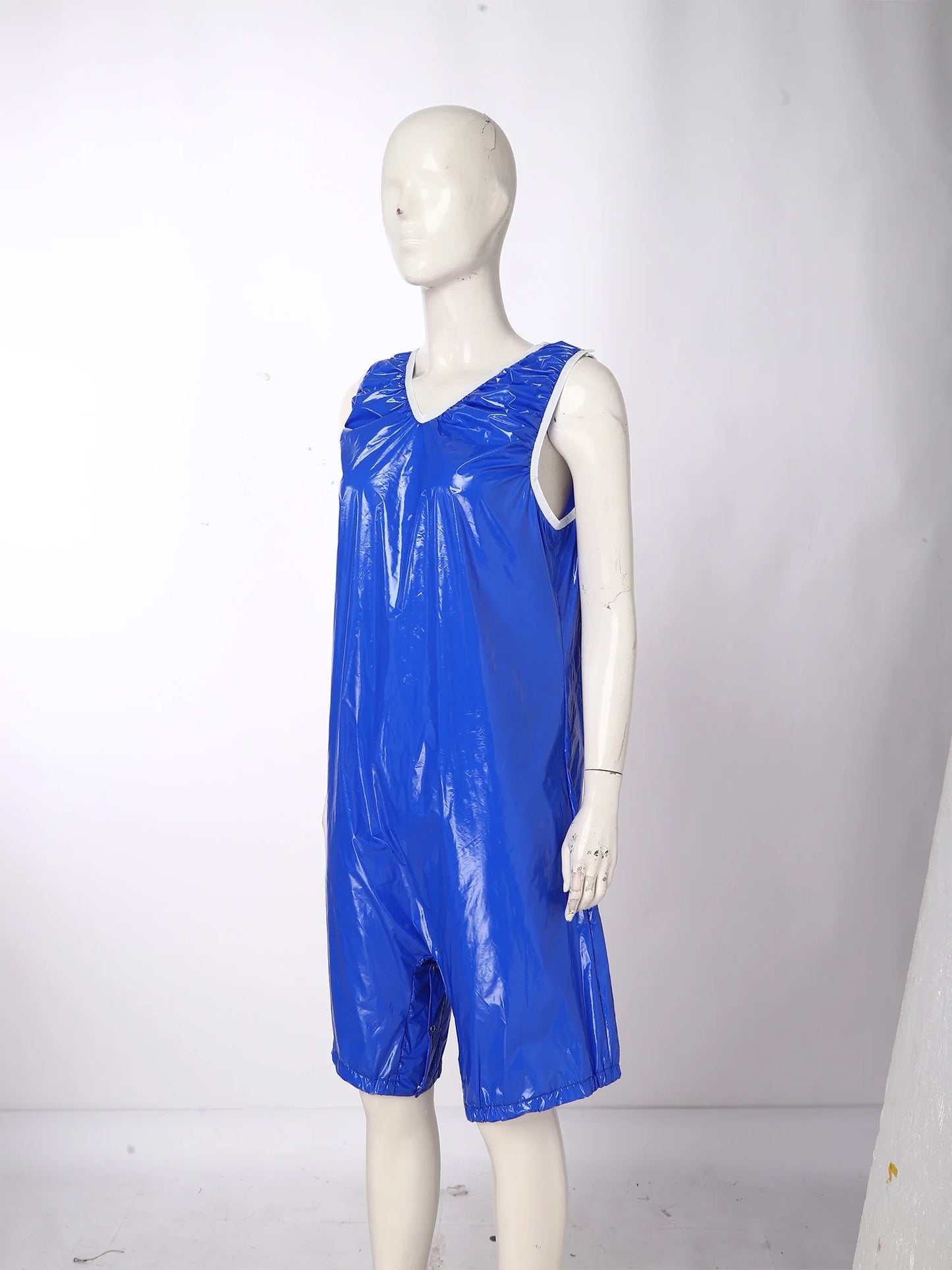 Womens Waterproof Rompers Adaptive Nightwear Glossy Sleeveless Buttons Crotch Bodysuit Sports Swimwear Special Needs Clothing