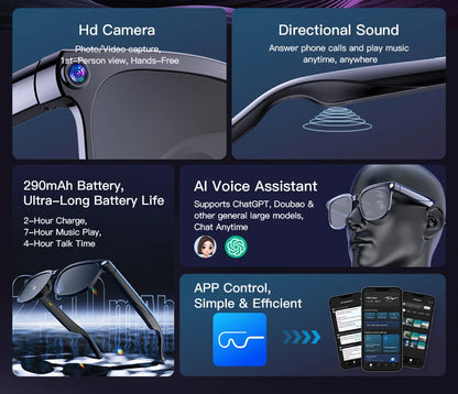2026 Smart AI Glasses Men New 4K HD 800W pixel Camera 32GB Memory 120+ Translation ChatGPT Music Shoot Photos &Video Sunglasses