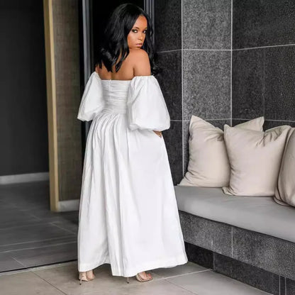White Jumpsuits Women One Piece Off Shoulder Strapless Overalls Long Pants Wide Leg Pant High Waist Rompers Y2k Jumpsuit 2025