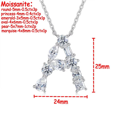 Fashion 26 Letter Man Women's Moissanite Custom Name Necklace 925 Sterling Silver Moissanite Diamond Pendant Necklace Gift