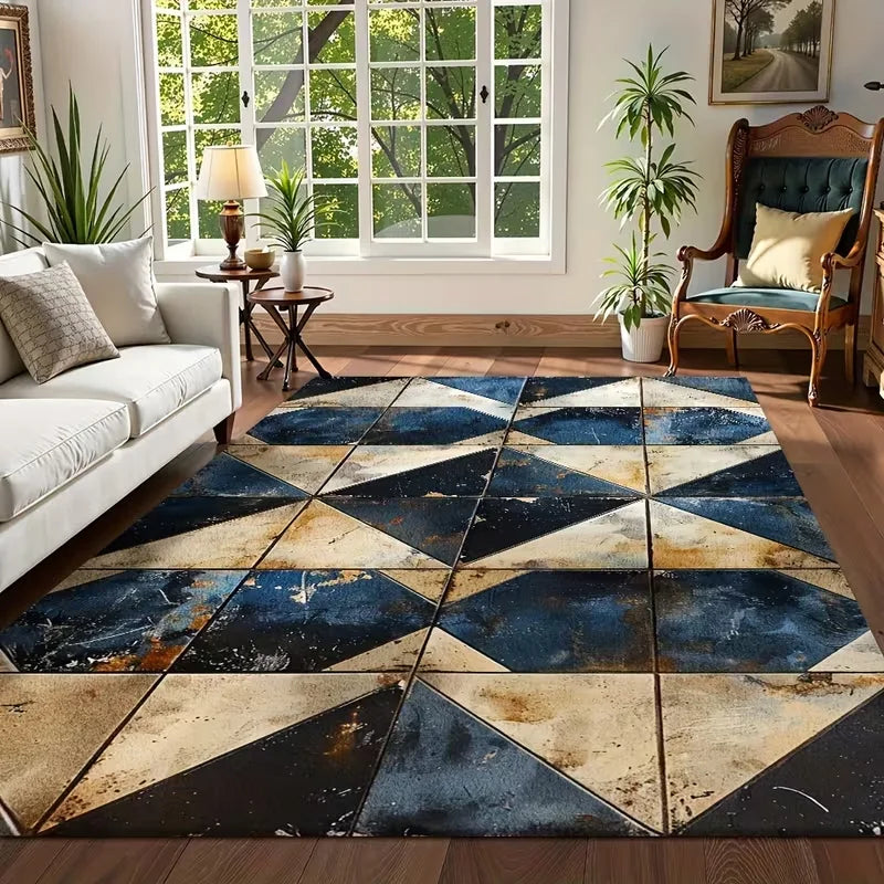 Simple Geometric Carpet with Retro Style and Perfect for High Flow Areas Such As Living Rooms Bedrooms Kitchens Etc Mats
