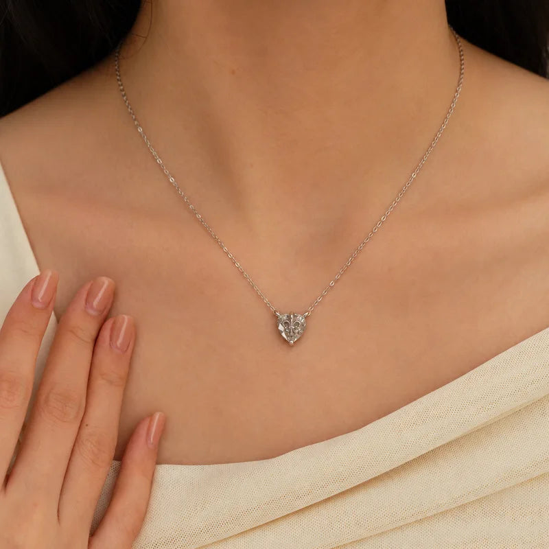 CKT Platinum Pt950 1ct Heart-Shaped Moissanite Crystal Necklace, Women'S Diamond Pendant, Clavicle Chain Jewelry Gift