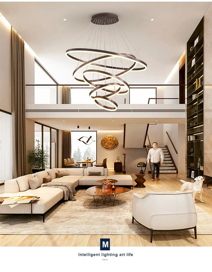 Mordern Minimalist Hign-end LED Pendant Lights Designer Circle Chandelier Home Rooms Decoration for Hall Living Lamping Fixtures