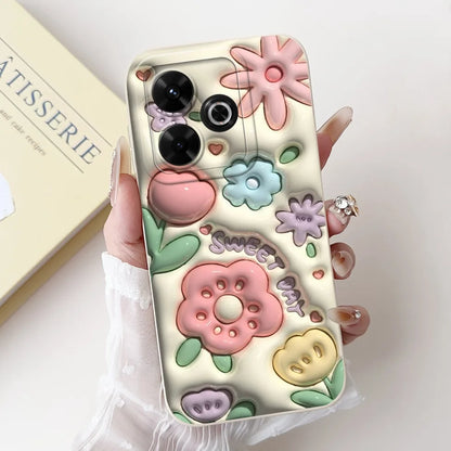Casing For Redmi 13 Case 13 5G Cute Cat Fashion Luxury Flowers Silicone Shockproof Back Cover For Redmi 13 5G Phone Case Bumper