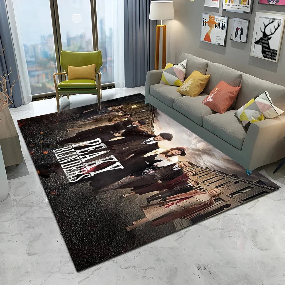 HD Tommy Shelby 3D P-Peaky Blinders Carpet Rug for Home Living Room Bedroom Sofa Doormat Decor,kids Area Rug Non-slip Floor Mat