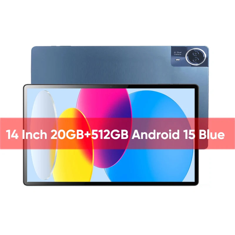 New Upgraded Global Version Android 15 Tablet 14 inch Tablets 20GB 512GB 12900mAh Large Battery BT5.0 5G WiFi GPS Google Play