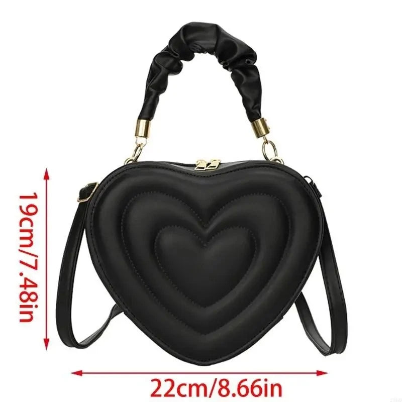 1Pcs Fashion Love Heart Shape Shoulder Bag Small Handbags Designer Crossbody Bags For Women Solid Pu Leather Top Handle Bag