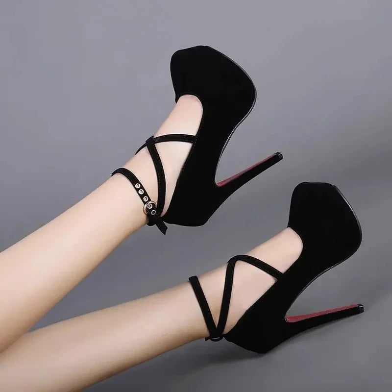 High-heeled Shoes Spring New Style Pointy Shoes Belt Buckle High-heeled Shoes Fashion Sandals Women's Size 35-42