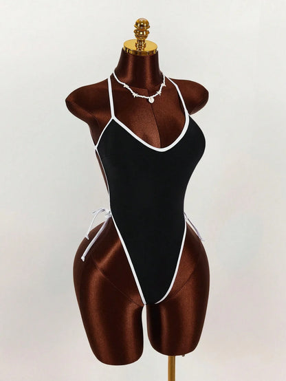Sexy Black White Contrast Sleeveless Bodysuit Women For Summer Street Fashion And Party