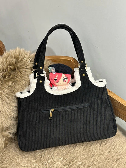 Original Corduroy Satin Lace Ribbon Daily Shoulder Bags Women's Bag Handbags for Women Cute Tote Bags for Women