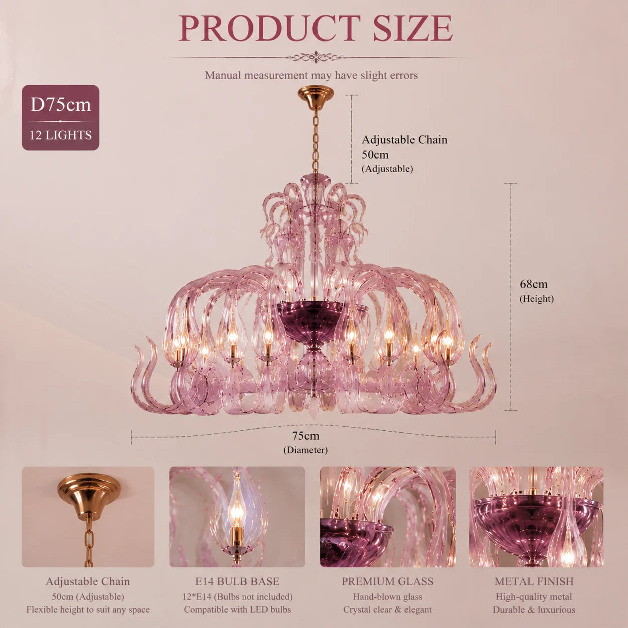 Pink Glass Swan Chandelier Luxury French Style LED Pendant Light for Living Room Bedroom Dining Room Home Decor