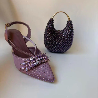 Insightlink Elegant Italian Design Pink Butterfly Shoes and Bag Set for Women - Perfect for Parties and Weddings