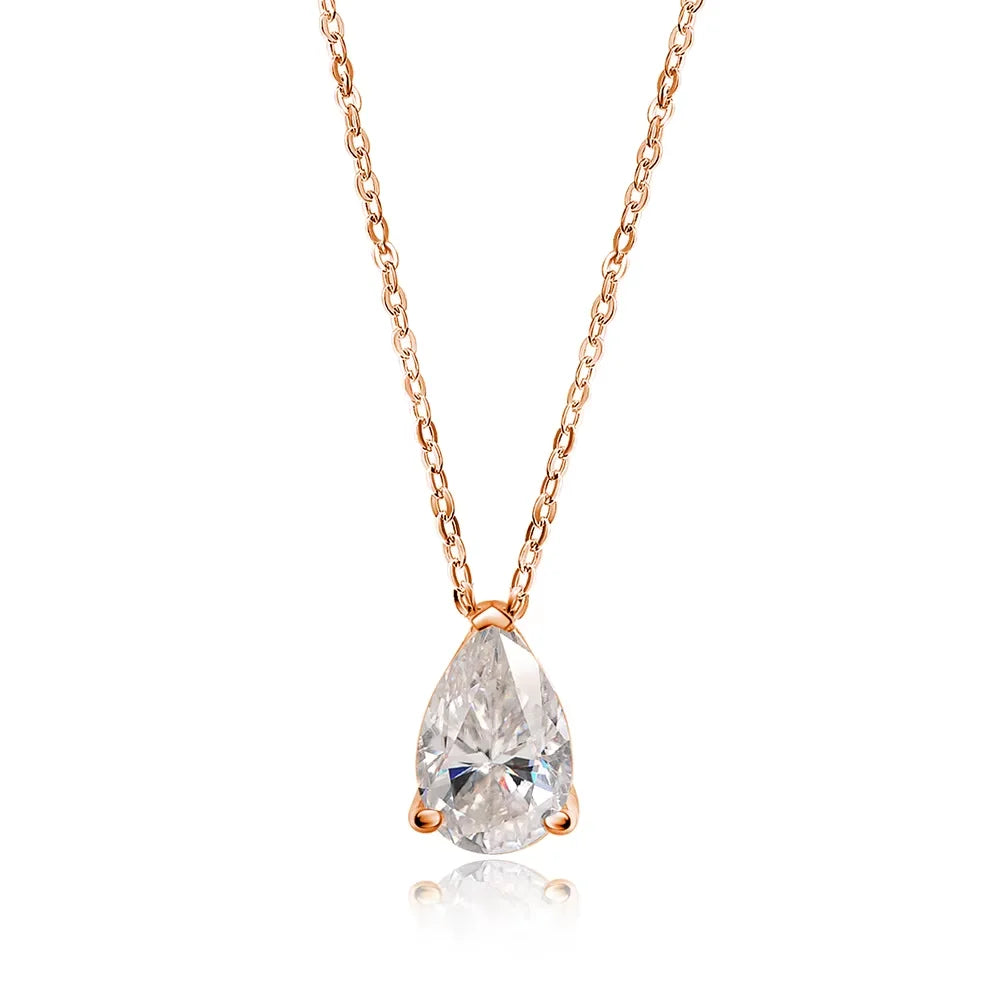 1ct 2ct 3ct 4ct Pear Cut Moissanite Necklace for Women Gift 925 Pendant 100% Sterling Silver Chain Water Drop NecK Chain Jewelry