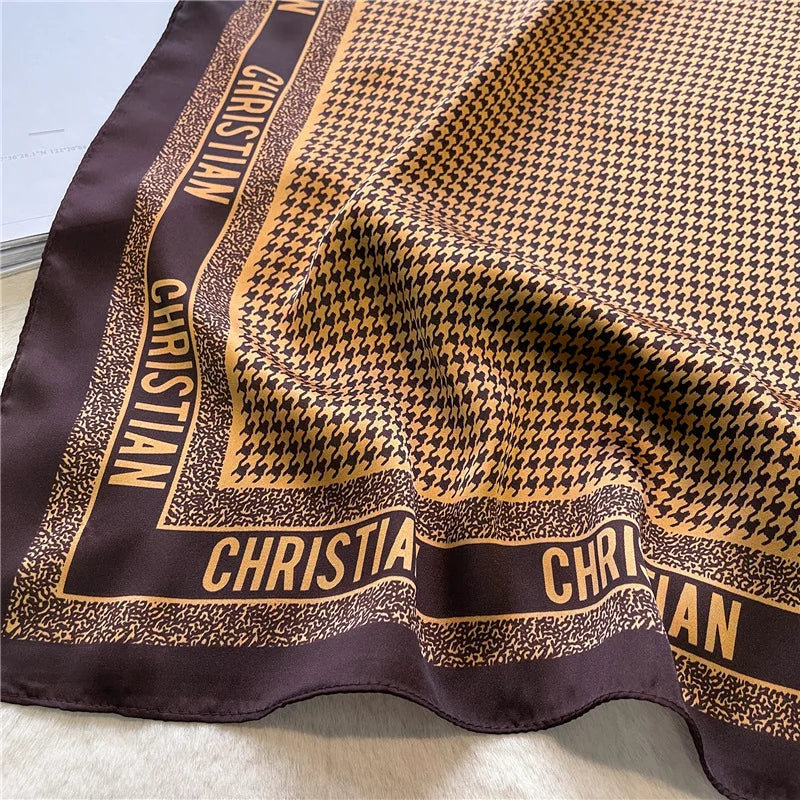 Print 70cm Silk Satin Headkerchief Women Luxury Design Neck Tie Scarf Female Hair Hand Wrist Foulard Shawl Hijab Bandana