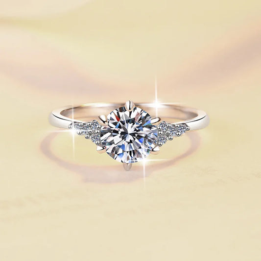 1Ct Moissanite Round Six-Prong Ring Women's PT950 Platinum - Gentle six-prong, understated luxury, thoughtful confession gift
