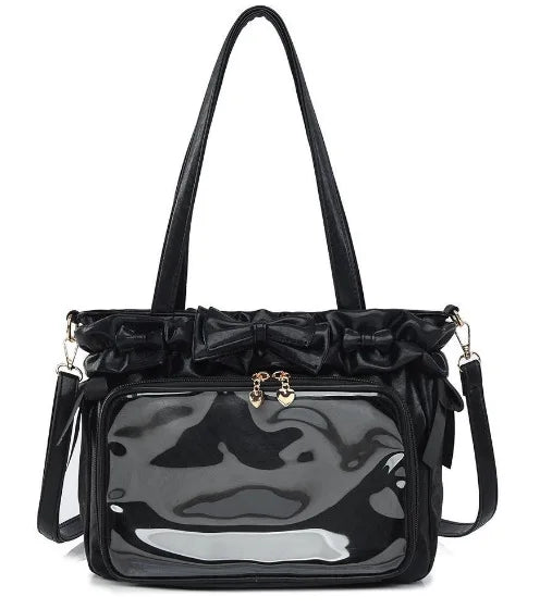 DIY Anime Badge Crossbody Shoulder Bag Subculture Ruched JK Uniform Bolso Mujer Сумки 2026 Lolita Women Ita Bags PU Clear Window