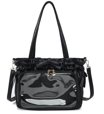 DIY Anime Badge Crossbody Shoulder Bag Subculture Ruched JK Uniform Bolso Mujer Сумки 2026 Lolita Women Ita Bags PU Clear Window