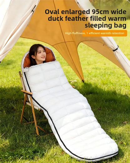 Wider Waterproof Down Sleeping Bag 225CM*95CM for Winter Cold Weather -25~0 ℃ Camping Hiking Backpacking with Compression Sack