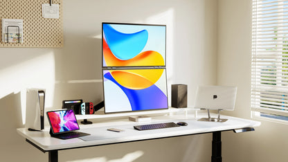 UPERFECT Delta Mega 23.8 Inch 100Hz Dual Screen Stacked Computer Display 1080P 360° Folding Triple Extender Monitor with Speaker
