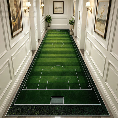 Green Football Field Long Runner Amusing Carpet Sport Hallway Entrance Game Rug Lint Free Washable Non-slip Entryway Floor Mats